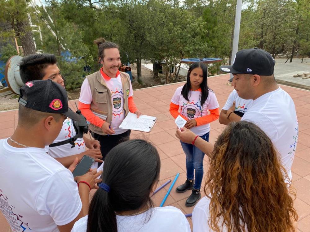 a group of people in a park